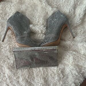 De Blossom Collection Silver Rhinestone Stiletto Heels